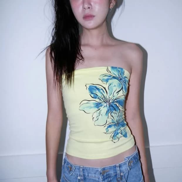 새상품/당일배송) 팁씨 sun leak tube top 레몬 튜브탑