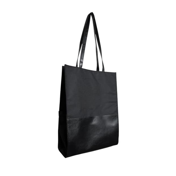 leather panel nylon tote bag