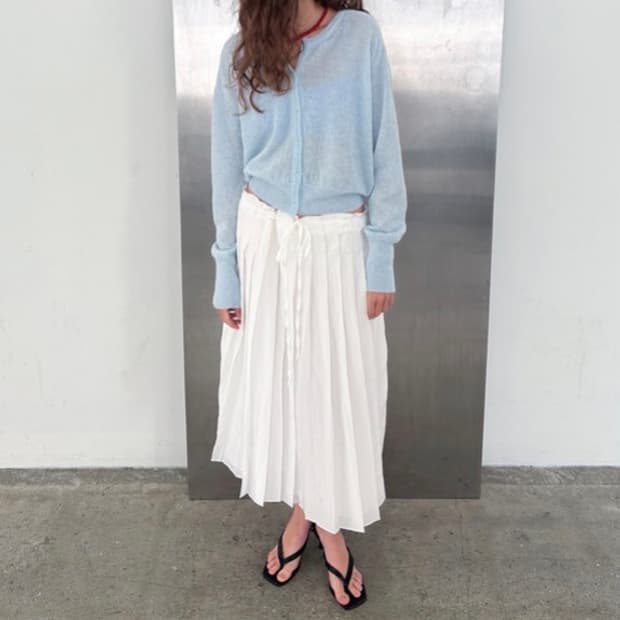 Poete seoul string pleated skirt_ white
