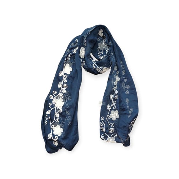 히피 꽃자수 네이비 스카프