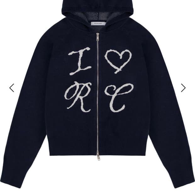 락케이크 하트 니트 집업 네이비