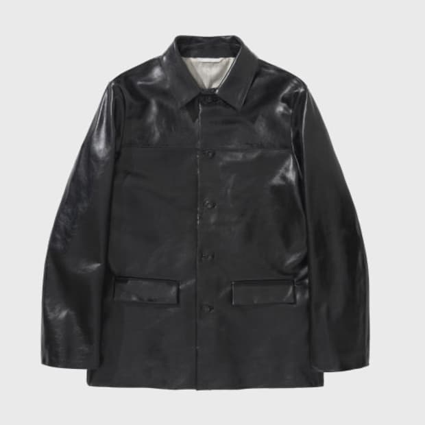 강정석 25fw 레더 카코트 48 size black