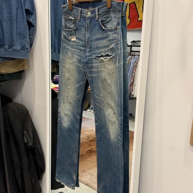 00s Levis 리바이스 505 페인팅 셀비지 데님 팬츠 (Japan)