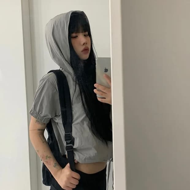 애니원모어 나일론 후드 조끼 자켓
