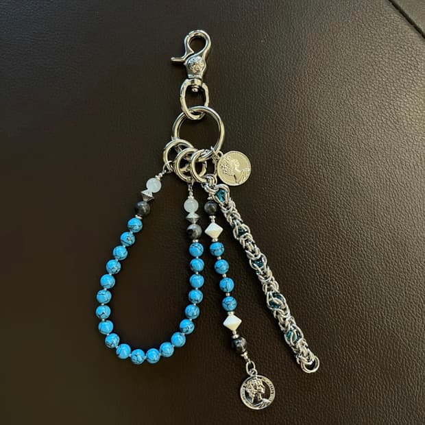 💎Turquoise Chain- 빈티지 터키석 원석 키링
