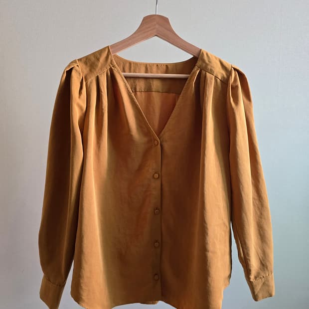 Spick & Span Mustard V-neck ButtonBlouse