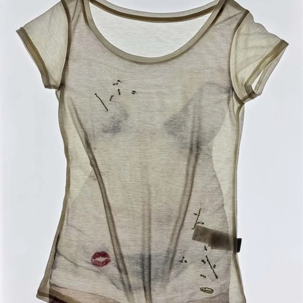 스컬프터 wet sheer white tee