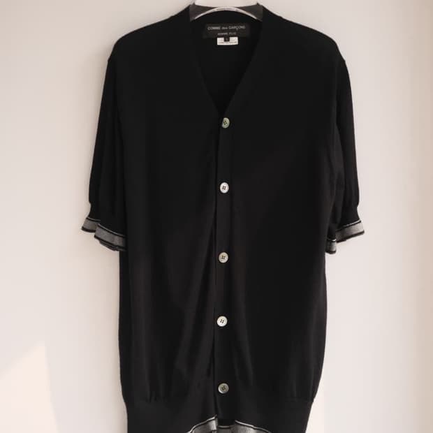 Brioche rib half sleeve cardigan