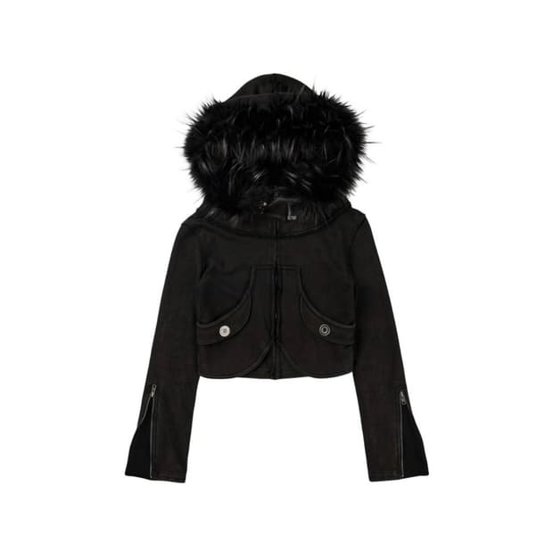 보니엔키예 Distressed Seam Fur Hood 2size