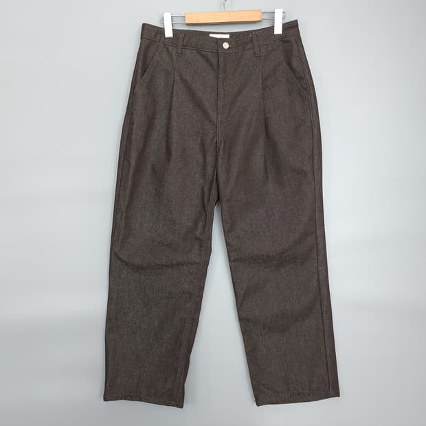 커스텀어클락 COCL 와이드 핀턱 데님 팬츠 브라운 32