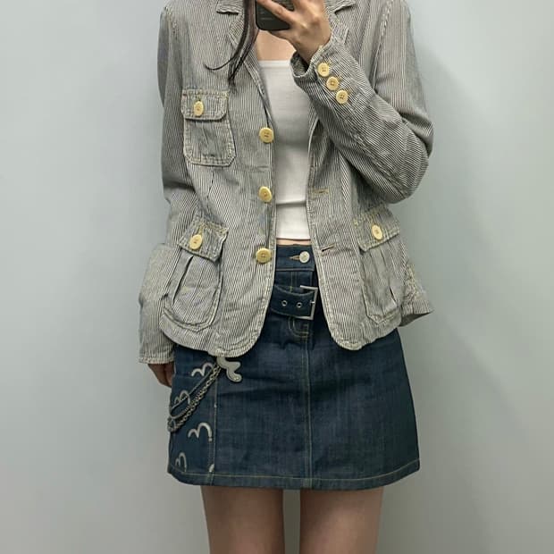 Gap 갭 스트라이프 히코리 데님 럭비 자켓