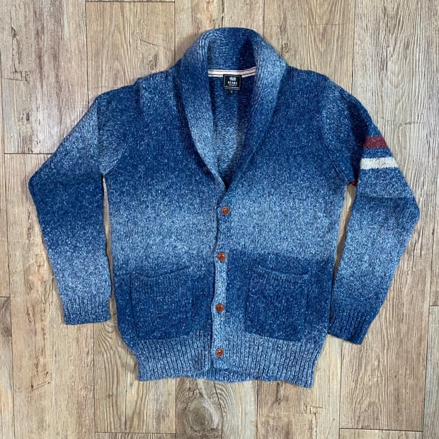 빔즈 하트 숄카라 스웨터 니트 가디건 블루 M