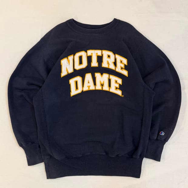 90s 챔피온 리버스위브 노트르담 스웻셔츠 네이비