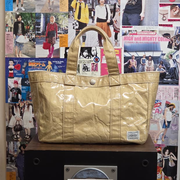 요시다 포터 PVC 페이퍼 베이지 미니 토트백