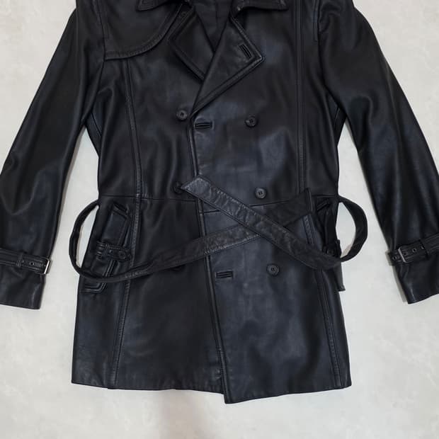 준지 LONE 블랙 가죽자켓 트렌치 남자 코트