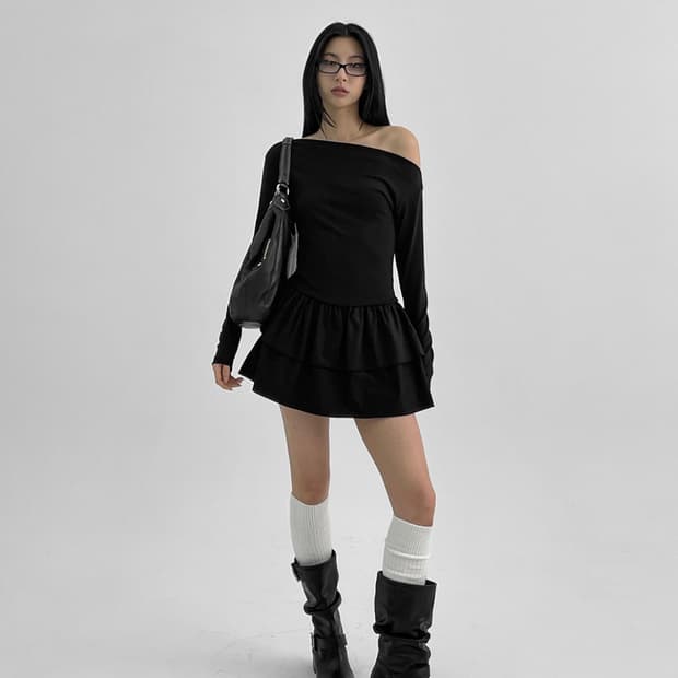 블랙업 MADE 보트넥 레이어드 원피스