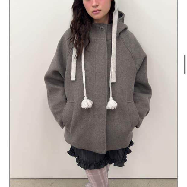 타입서비스 후드하프코트 차콜