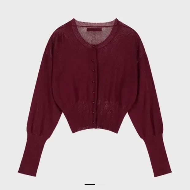 (새상품) 다이닛 크롭 라운드 가디건 버건디