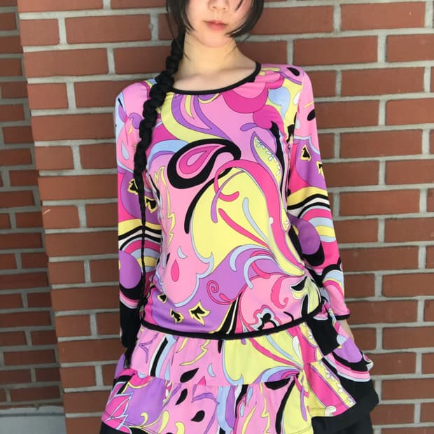 vintage paisley pattern frill top
