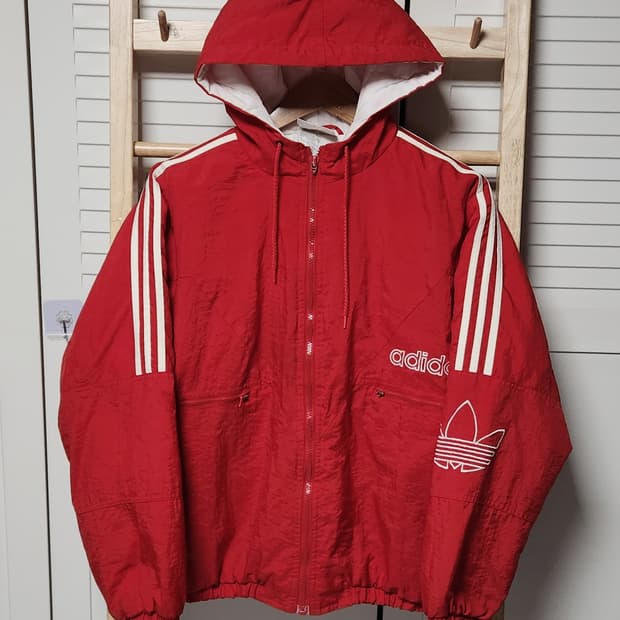 아디다스 삼선 90s 딥레드 바람막이 점퍼 자켓