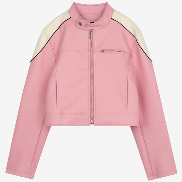 유희 바이커 자켓 핑크