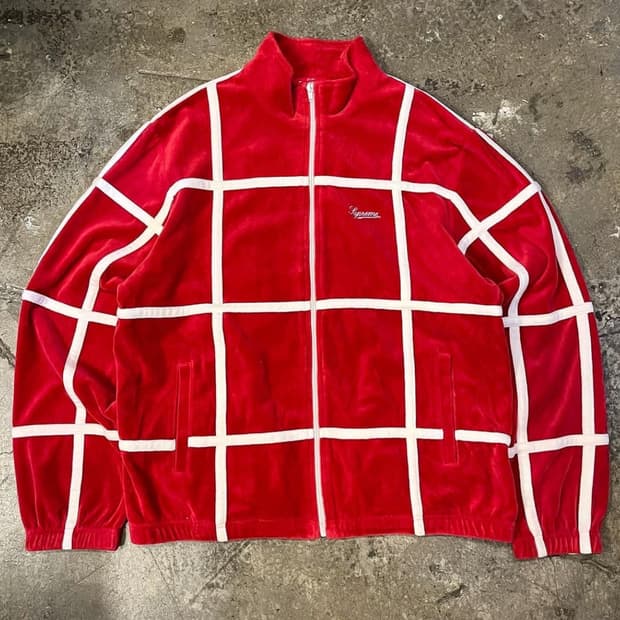 20SS 슈프림 그리드 테이핑 벨루어 자켓 XL