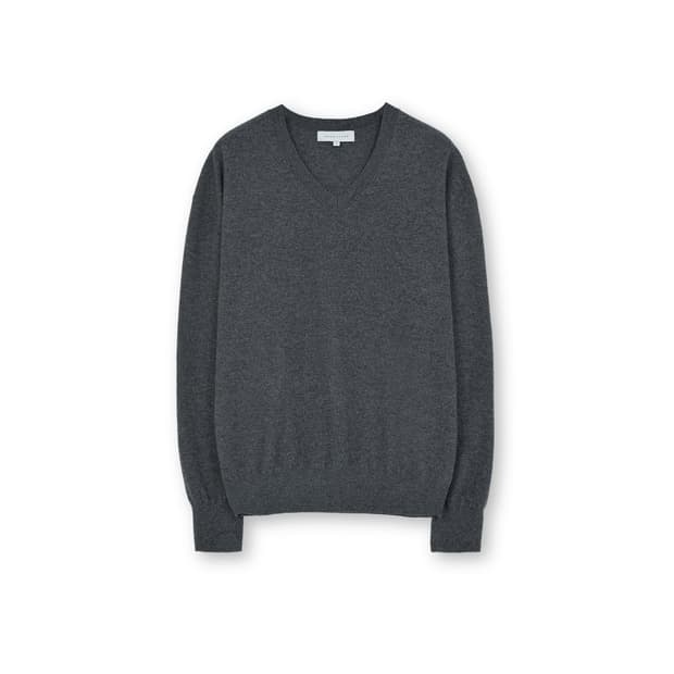 브라운야드 엑스트라 슈퍼 파인 브이넥 니트 차콜 3