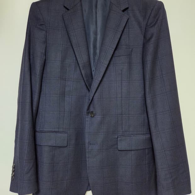 솔리드옴므 메리노울 네이비 체크 자켓 50사이즈 