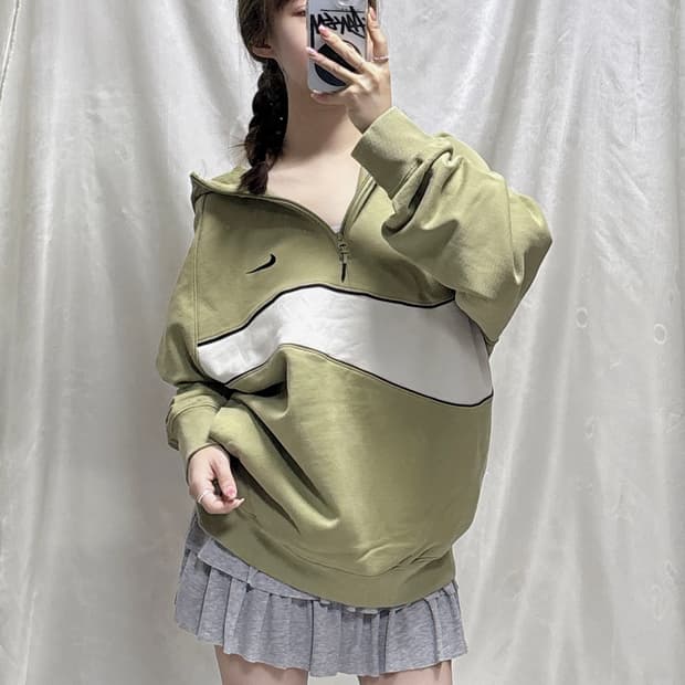 나이키 카키 빅스우시 후드 반집업 