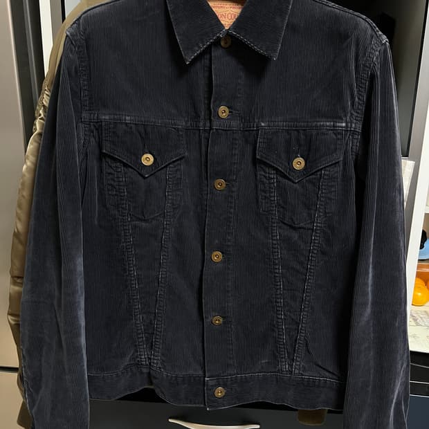 택포25)본쿠라 Boncoura 코듀로이 3세대 트러커 자켓 40 네이비