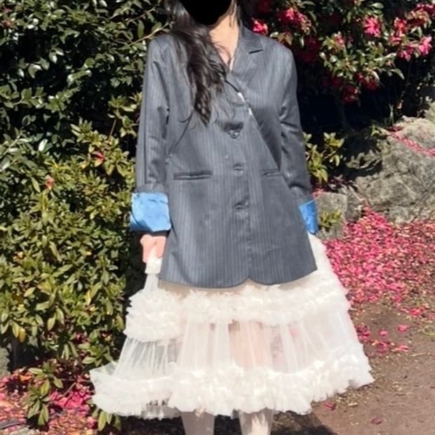 라뇨 체리퀴리 오버핏 스트라이프 블레이저 자켓