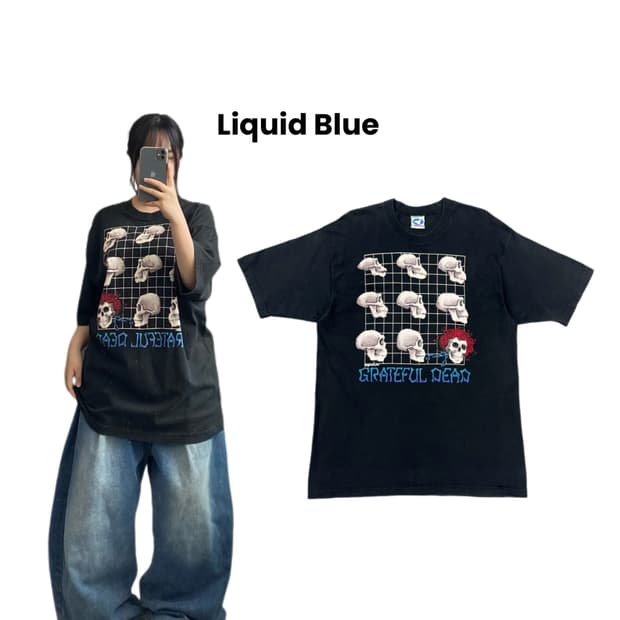 리퀴드블루 90s 그레이트풀데드 페이딩 밴드 반팔 티셔츠