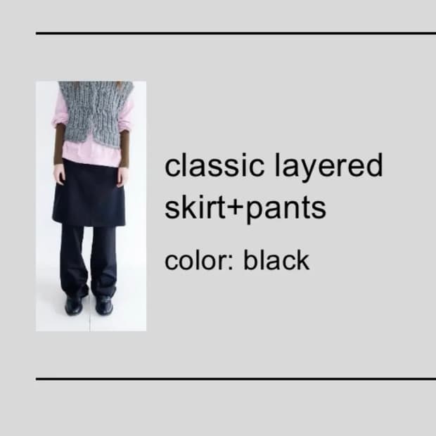 샵페어리 classic layered skirt+pants 블랙