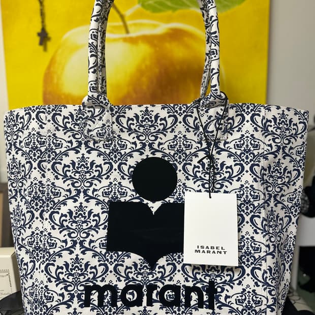 이자벨마랑벨벳 프린트 토트백 네이비 유럽한정판