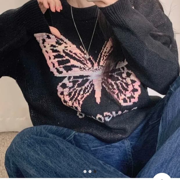 빈티지) 고딕로맨틱 버터플라이 루즈핏 보헤미안 니트스웨터