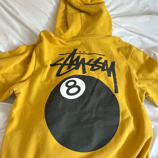 [스투시] stussy 8볼 기모 후드티 머스타드컬러