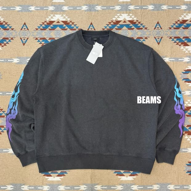 [L] 빔즈 파이어암 크루 스웻 셔츠 가먼트 다잉