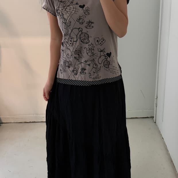 일본빈티지 scolar 하트 도트 반팔티