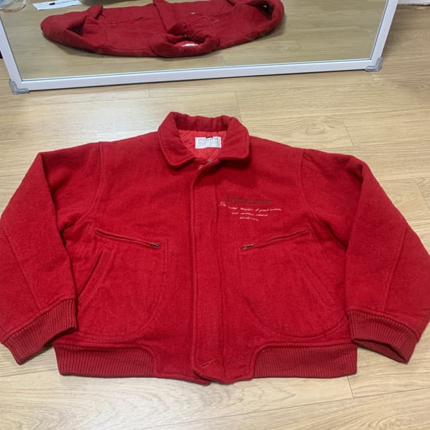 90-95) 아뜰리에 메이쿠 울 크롭 바시티자켓