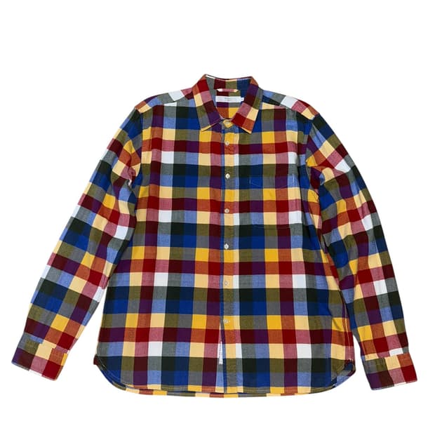 BEAMS color block check shirt