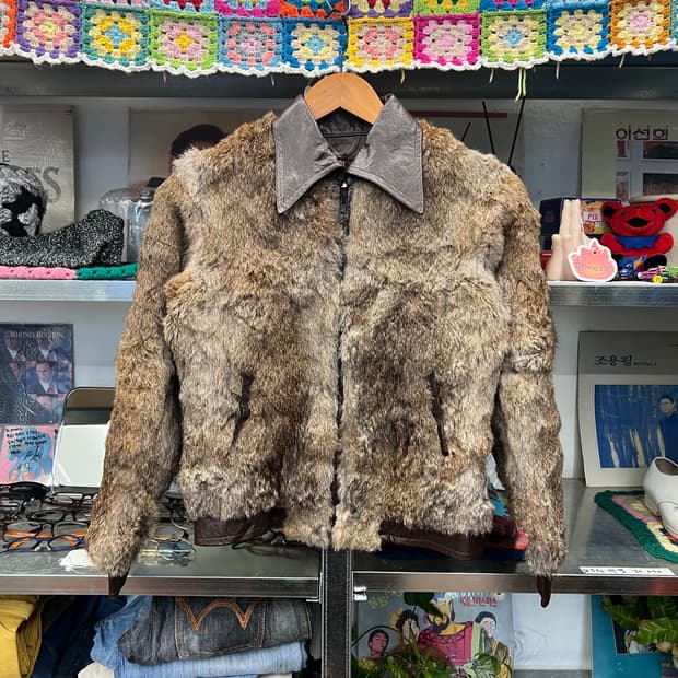 80s Golden Swallow Rabbit Fur Jacket