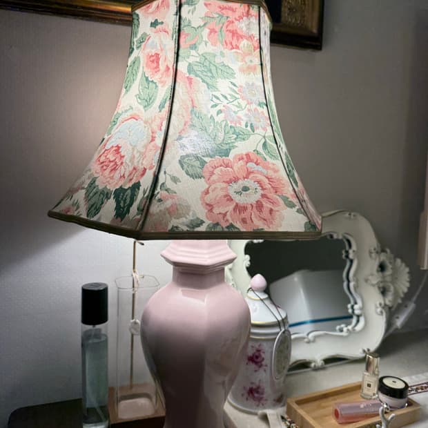 영국플로럴핑크포세린(도자기)스탠드조명