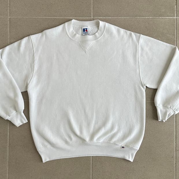 90s 빈티지 러셀 스웻셔츠 화이트 XL USA