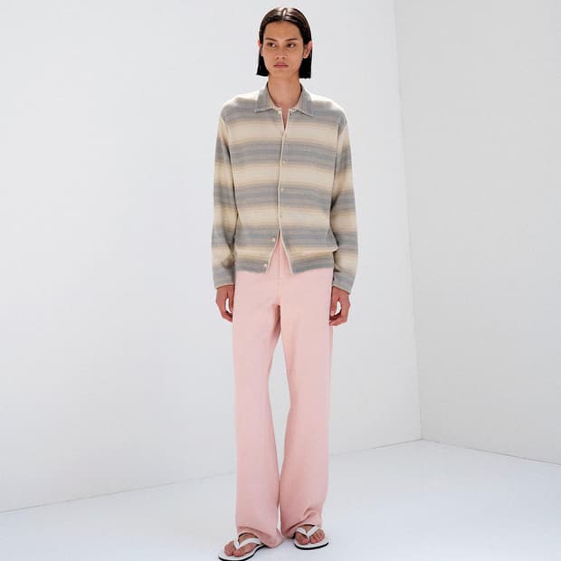 SILK NEP DENIM 5P WIDE PANTS (DUSTY PINK