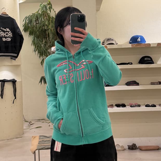 홀리스터 로고 후드집업 그린 U403