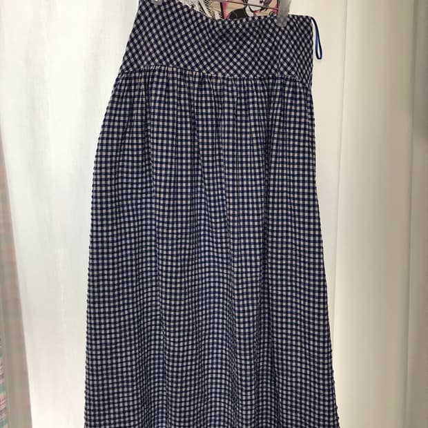 유니클로 체크 롱스커트