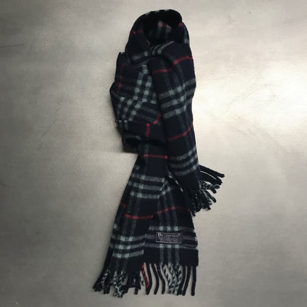 버버리 정품 램스울 머플러 네이비