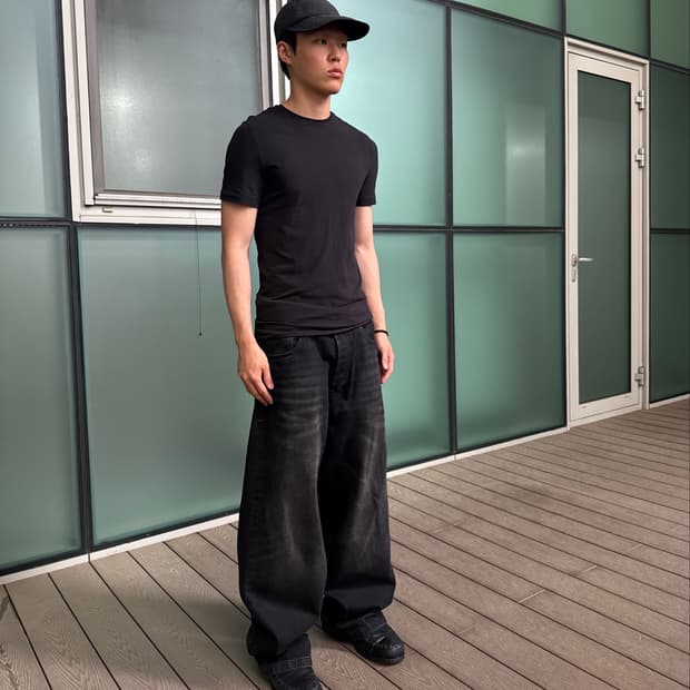 자라 워싱 배기 핏 데님팬츠 32