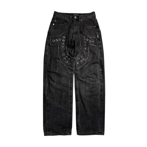 트루릴리전 X 아이시토 데인저 홀스 슈 데님팬츠 블랙