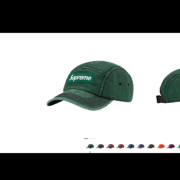 슈프림 22FW 워시드 코듀라 캡프캡 그린